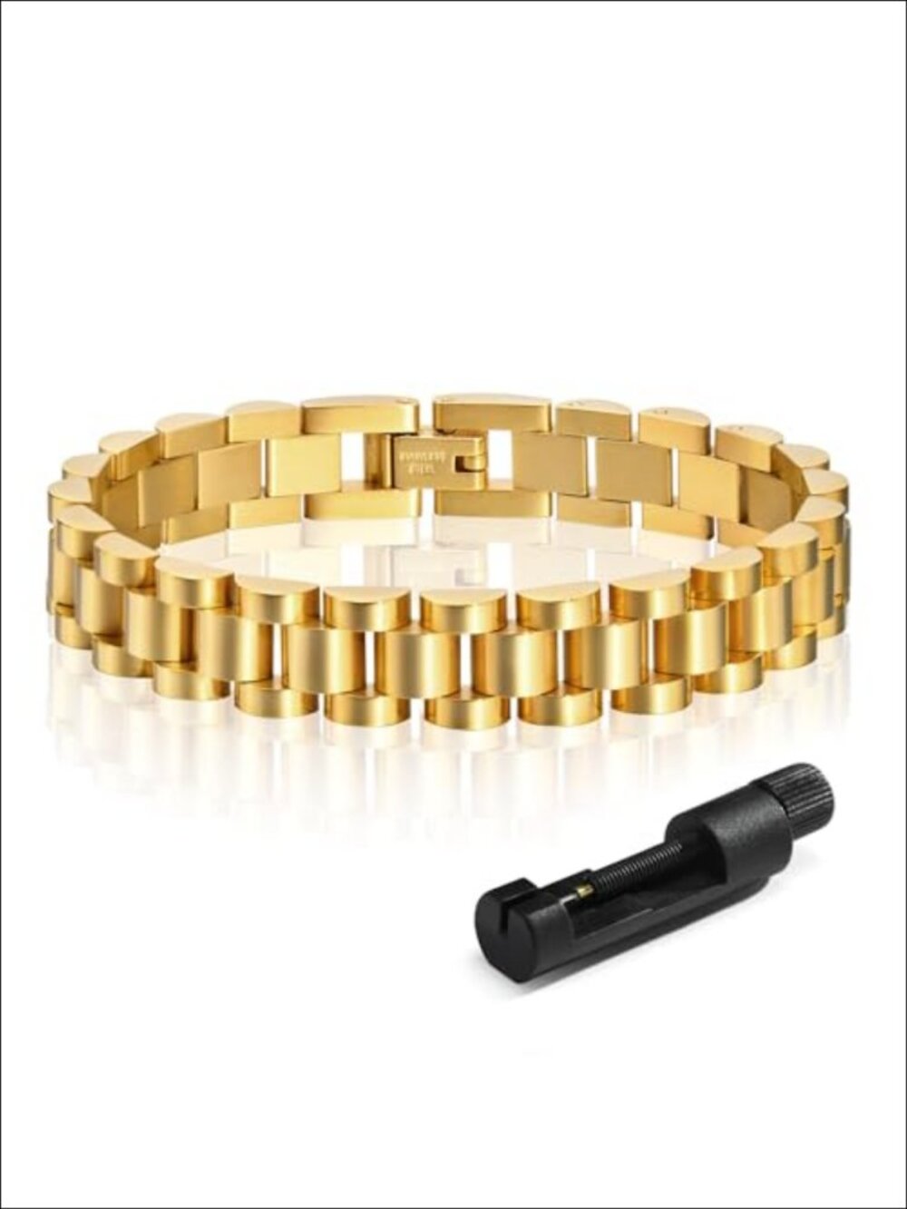 18K Gold Plated Chain Link Bracelet Stainless Steel Crystal Adjustable